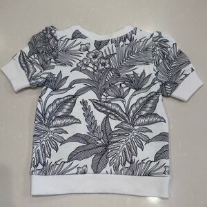 🌴 NWT Janie and Jack Black and White Palm Short Sleeve Sweatshirt Top Size 3